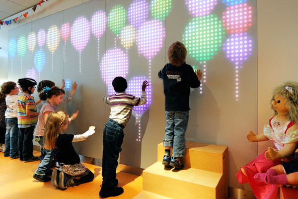 interactive wall of light nebula kids play