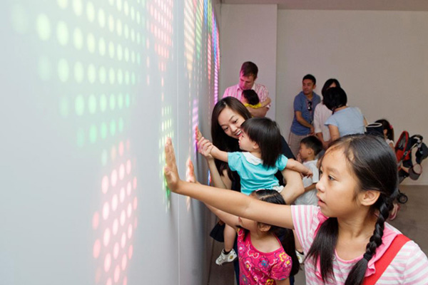 interactive wall of light nebula kids play