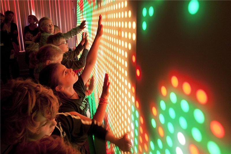 interactive wall of light nebula kids play