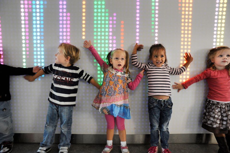 interactive wall of light nebula kids play